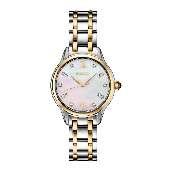 Seiko Diamonds Ladies' Gold Tone Mother of Pearl Watch SRZ540