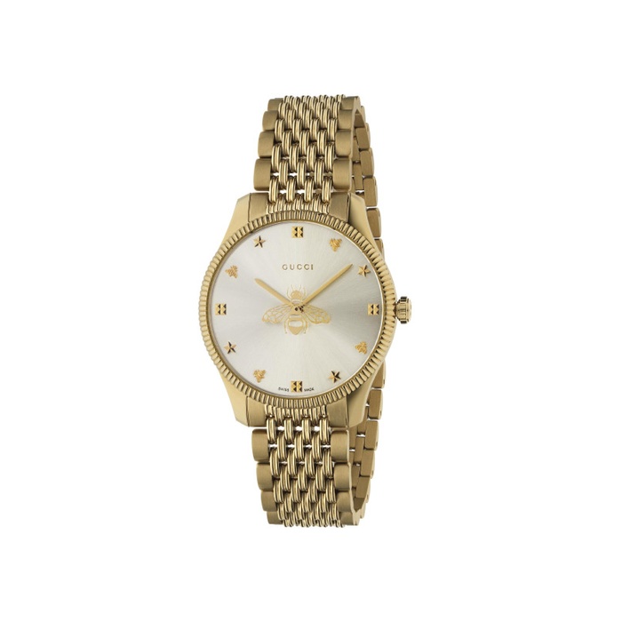 稀少 GUCCI(グッチ) G-Timeless Bee Yellow Gold Dial Ladies GUCCI Stainless Steel 32mm G-Timeless Bee Quartz Watch Gold