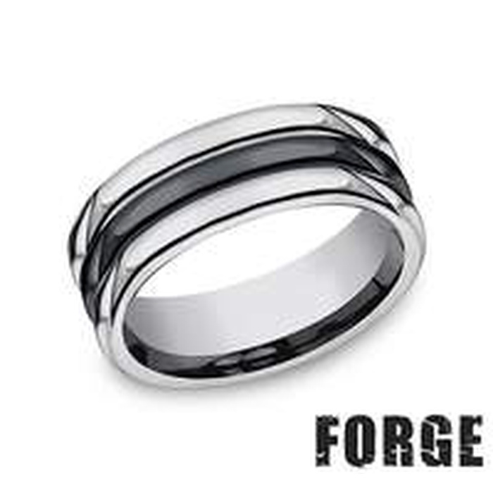 thumbnail image 2 of Men's Black Ceramic And Tungsten Bangle Style Bracelet | Stainless Steel Accents | 8.5mm 2 of 5