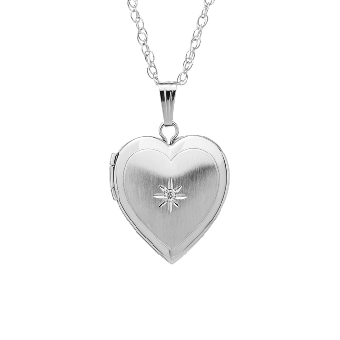 Albert's 14k White Gold Heart Locket LW506