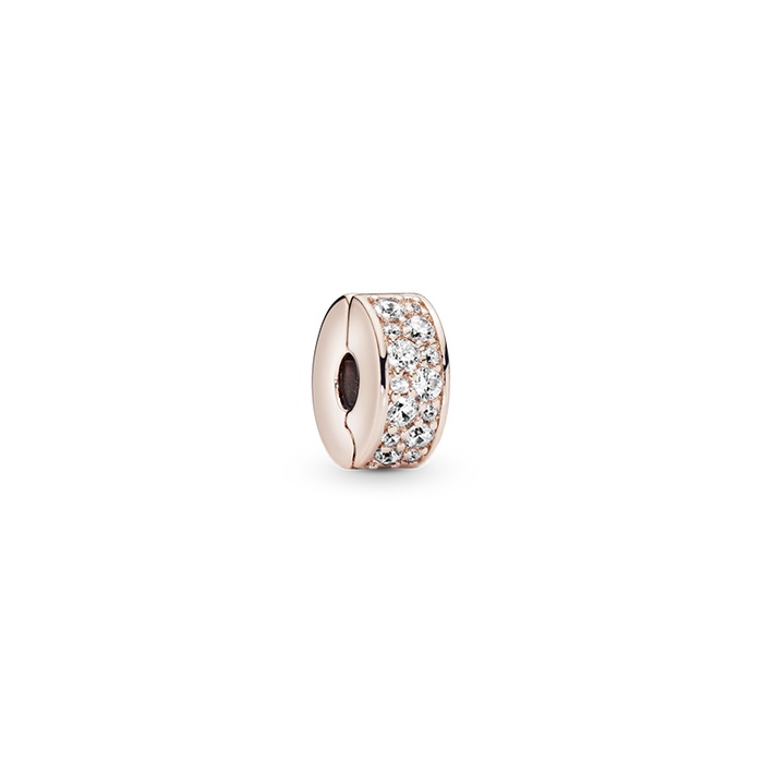 PANDORA Clear Pave Clip Charm ブレスレットチャーム 781817CZ Clear Pavé Clip Charm | Rose gold plated | Pandora US