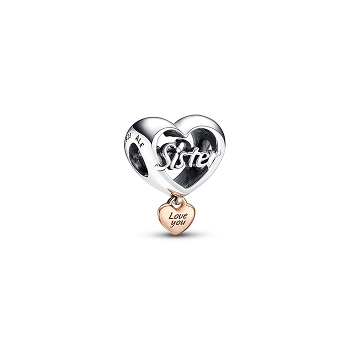 thumbnail image 2 of 925 Sterling Silver 'Love You Sister' Heart Charm Pendant – CZ Crystal, Lobster Clasp, Christmas Gift Idea 2 of 4