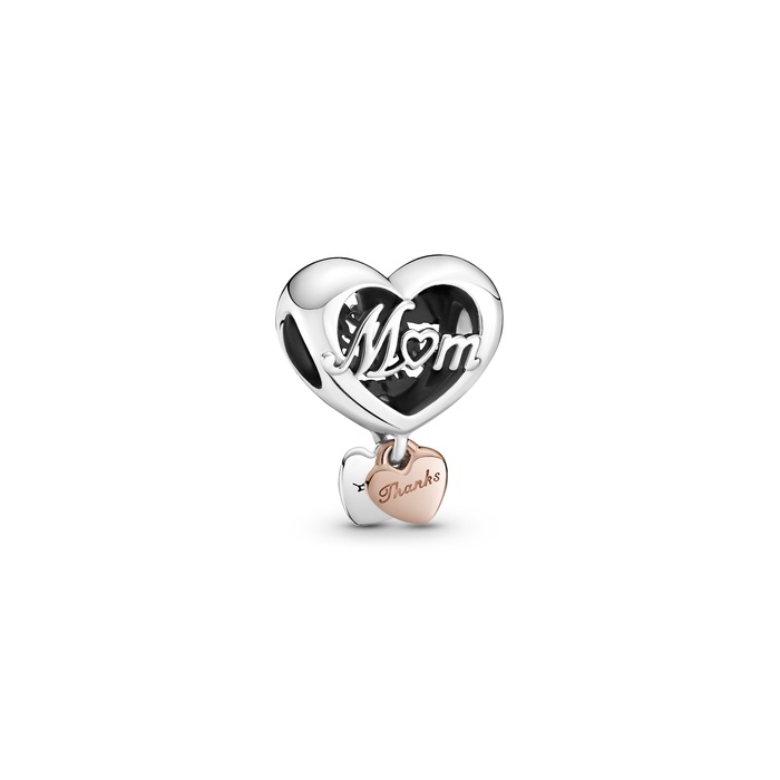 チャーム Pandora 789372C00 Coraz〓n y gracias mama, One Size (Pack of 1), 金属 スターリングシルバー, 宝石なし並行輸入品