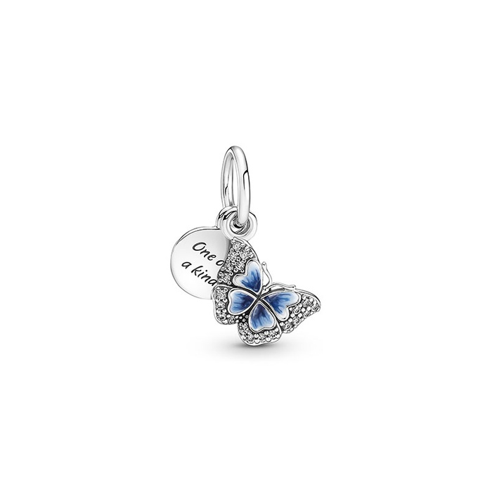 Pandora Blue Butterfly Quote Double Dangle Charm 790757C01