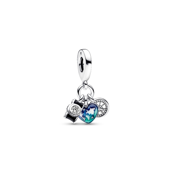 Pandora Camera, Heart Compass Triple Dangle Charm 792703C01