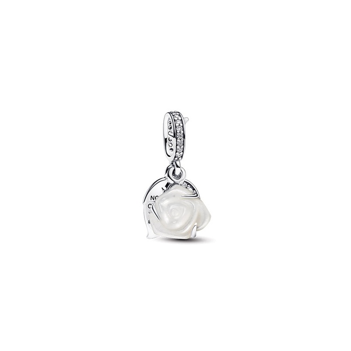 Pandora White Rose in Bloom Double Dangle Charm 793200C01