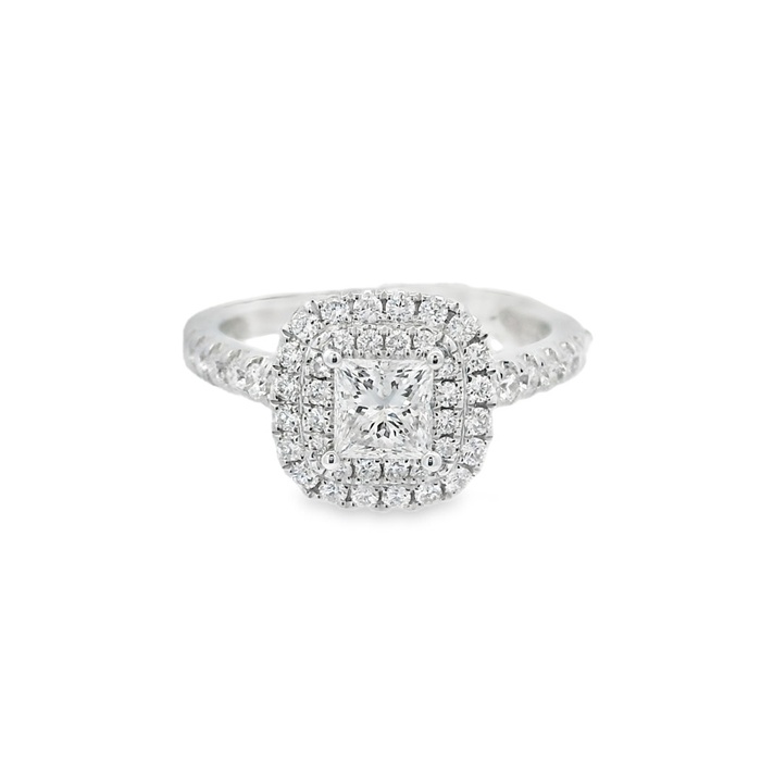 Albert's 14k White Gold .50ct Princess Cut Diamond .56ct Round Baguette  Side Diamond Engagement Ring ER12046-CP052A-S-ENG
