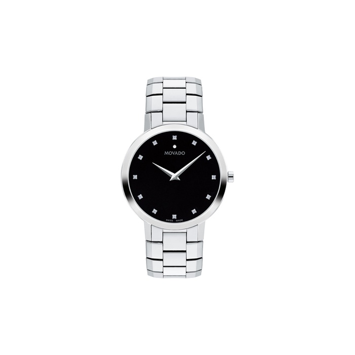 MOVADO Faceto watch 0606237 Movado Faceto Black Diamond Dial Steel Case and  main image 4