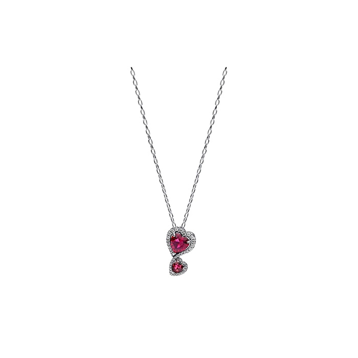 Pandora Red Halo Hearts Pendant Necklace 393658C01-60