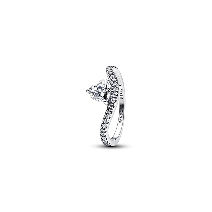 Pandora Wavy Pavé Heart Ring 193661C01-48