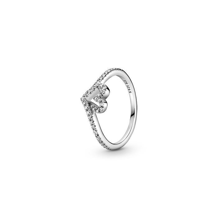 Pandora Wishbone Heart Ring Set Pandora Sparkling Wishbone