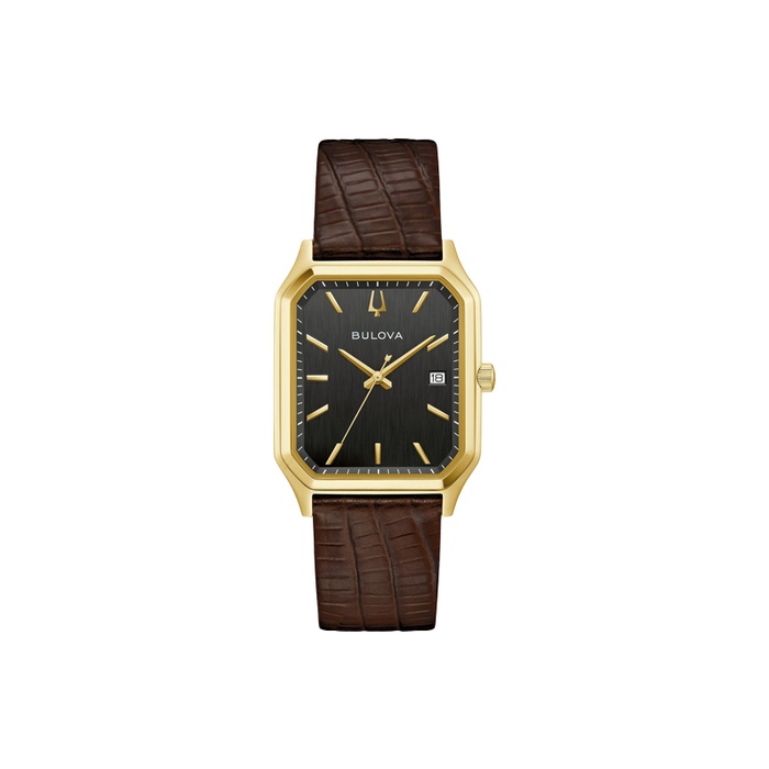Bulova Gold-Tone Square Watch with Black Lizard Strap Vintage 1940s Bulova 14K Gold Filled Watch With Lizard Band  main image 4
