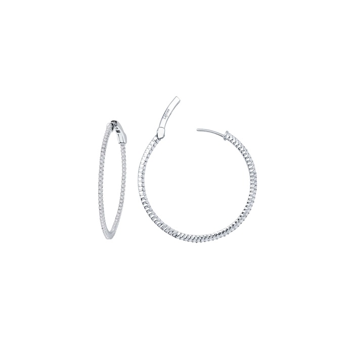 Lafonn Sterling Silver 45mm In and Out Simulated Diamond