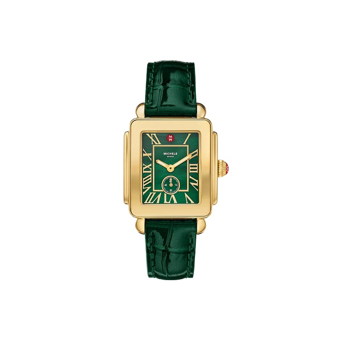 Michele Deco Sport Mid Two Tone Green Dial Watch MWW06H000002 display picture 3