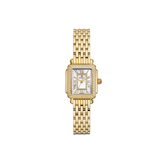 Michele Deco Madison Mini 18k Yellow Gold Mother of Pearl Dial