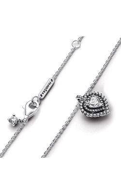 MD SHARP プラチナシルバー Pandora Sparkling Heart Halo Pendant Necklace 393099C01-45
