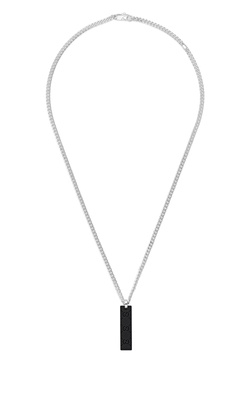 Gucci Tag Sterling Silver Black Tag 22'' Necklace YBB797174001U