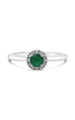 Albert's Sterling Silver Emerald Diamond Halo Ring R6787-MAY-EM-SS thumbnail 1