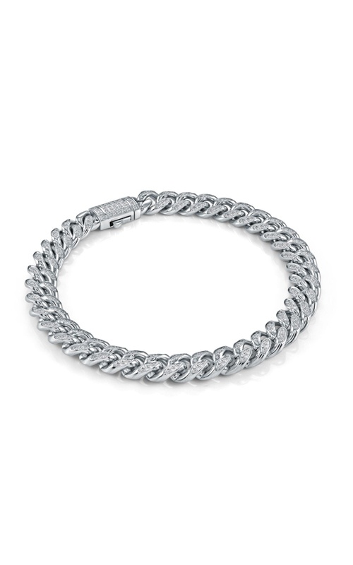 Italgem Stainless Steel 8mm White CZ Curb 8'' Link Bracelet SMB859-8