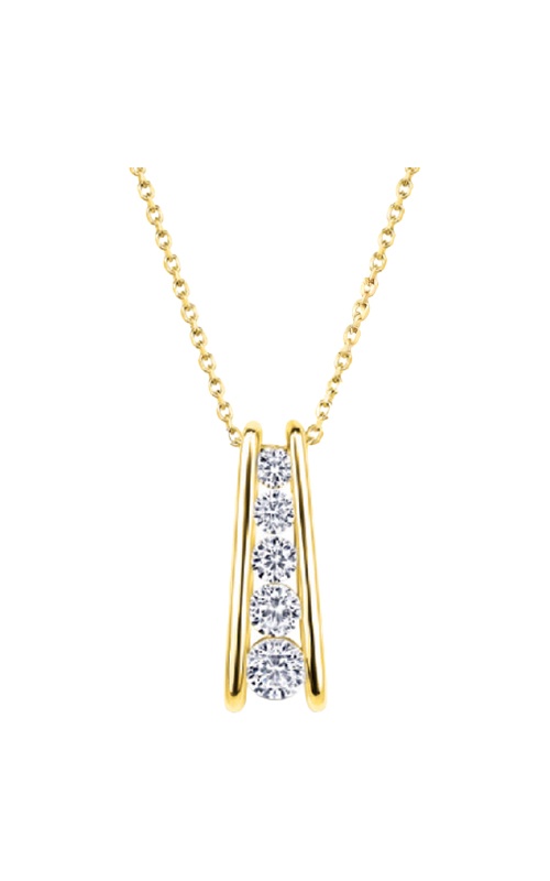 Love Story 14k Yellow Gold 18'' .50ctw Round Diamond Ladder 18'' Necklace- AJ-N9600LJY