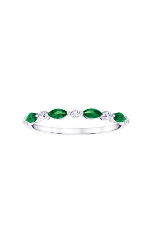 Albert's 10k White Gold .12ctw Lab Diamond and Emerald Band RM13110-CE-010-0AWLG