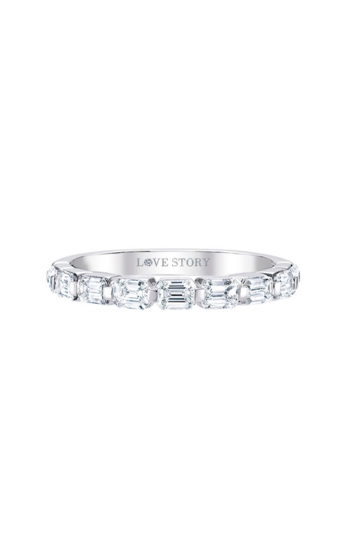 Love Story 14k White Gold 7/8 ctw Emerald Cut Diamond Wedding Band AJ-R20371LJW-BD11