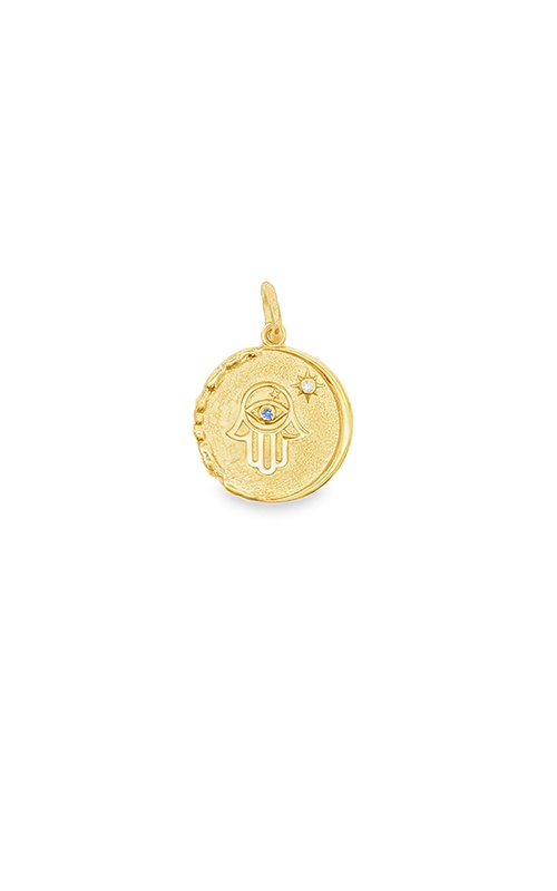 Ashley Lauren Collection 14k Yellow Gold Blue Sapphire and Diamond Hamsa Medallion HAMSA-MEDALLION