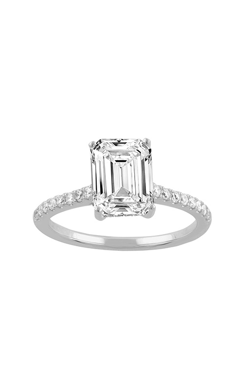 Albert's 14k White Gold 2.08ct Emerald Cut E VS2 and .19ctw Round Lab Grown Diamond Engagement Ring LGD-TXR02192A-GW3