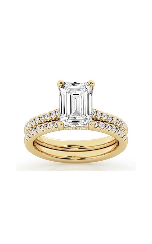 Albert's 14k Yellow Gold 2.03ct Emerald Cut G VS1 Center and .52ct Round Lab Grown Diamond Engagement Ring Wedding Set LGD-TXR02192WS-GY3