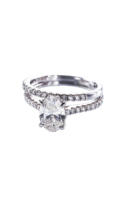 Albert's 14k White Gold 1.50 Oval Center E VS2 and .45ctw Round Lab Grown Diamond Engagement Ring LGD-TXR08218WS-GW3