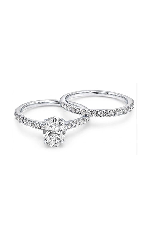 Albert's 14k White Gold 1.05ct Oval Center and .41ct Round Engagement Ring Wedding Set LGD-TXR08245WS-GW3