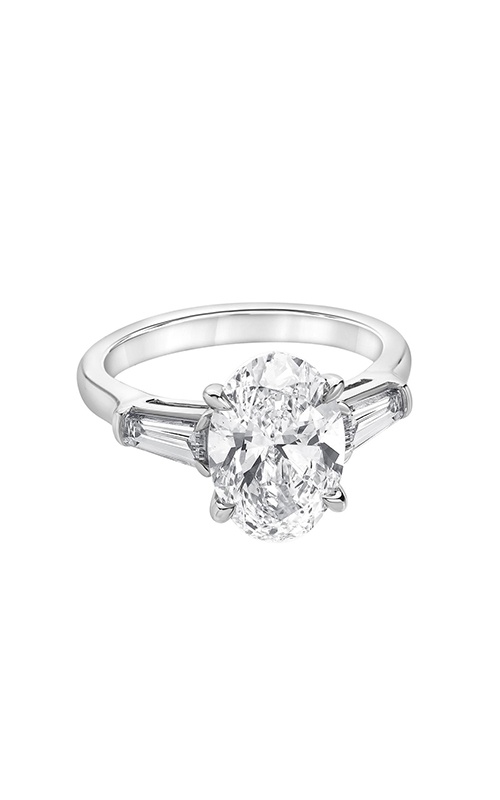 Albert's 14k White Gold 3.16ct F VS1 Center and .44ctw Tapered Baguette Lab Grown Engagement Ring LGTXR07625O3A-GW63