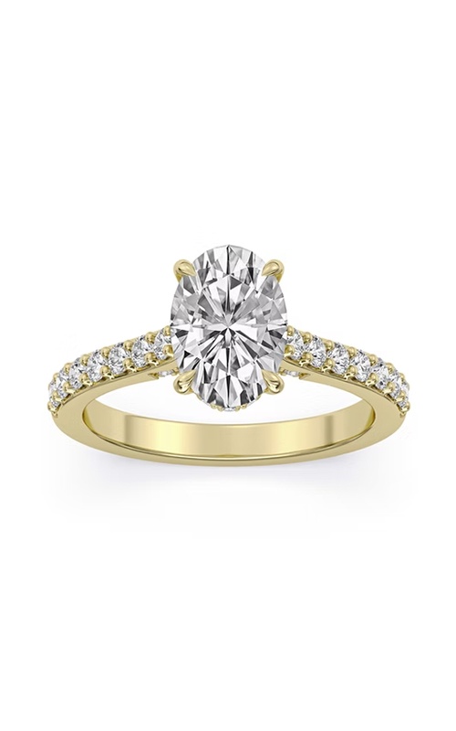 Centurion 2.06ct D VVS2 100 Facets Oval Center .56ctw Round Lab Grown Diamond Cathedral Engagement Ring AMR8181-OV-H2C-YLG14-7