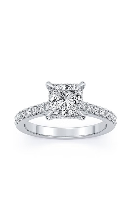 Centurion 14k White Gold 2.00ct F VS2 Princess Cut Center and .54ctw Round Lab Grown Diamond Cathedral Engagement Ring AMR8181-PR-H2C-WLG14-7