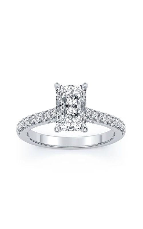 Centurion 14K White Gold 2.08ct F VS1 100 Facets Radiant Center .50ctw Round Lab Grown Diamond Cathedral Engagement Ring AMR8181-RAD-H2C-WLG14-7