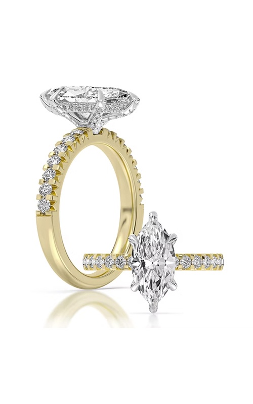 Centurion 14K Yellow and White Gold 2.56ct F VVS2 100 Facet .64ctw Marquise Center Lab Grown Diamond Hidden Halo Engagement Ring RG065403MQH2.5CHEYWLG14-7