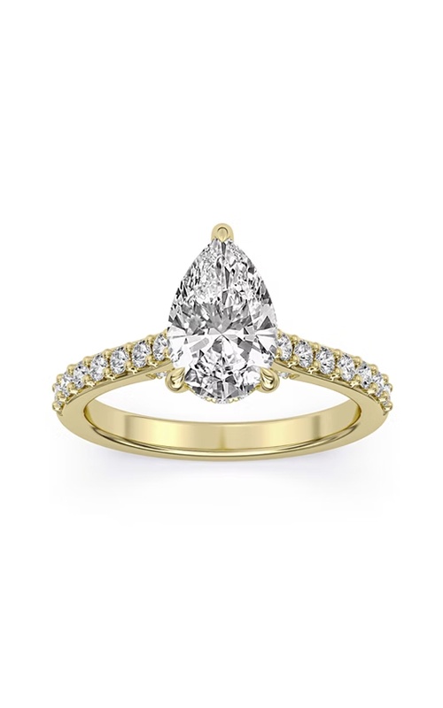 Centurion 14k Yellow Gold 2.02ct F VS1 100 Facets Pear Center and .50ctw Round Lab Grown Diamond Cathedral Engagement Ring AMR8181-PE-H2C-YLG14-7