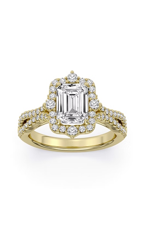 Centurion 14k Yellow Gold 2.07ct F VS1 100 Facets Emerald Cut Center and .70ctw Round Lab Grown Diamond Split Shank Engagement Ring RG052173-EM-H2C-YLG14-7