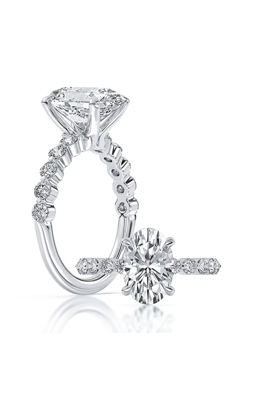 Centurion 14k White Gold 3.02ct E VS1 100 Facets Oval Center and .64ctw Round Lab Grown Diamond Engagement Ring RG055952-OV-H3C-WLG14-7