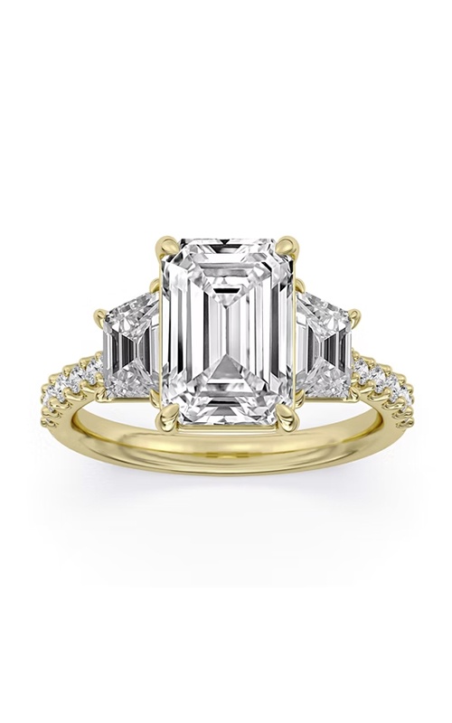 Centurion 14k White Gold 4.00ct F VS2 Emerald 1.67ctw Trapezoid & Round Lab Grown Diamond Engagement Ring RG061628-EM-H4C-YLG14-7