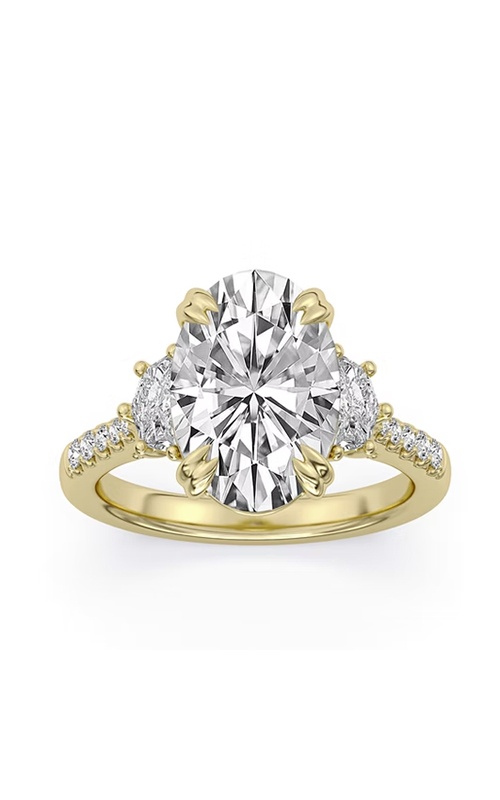 Centurion 14k Yellow Gold 5.06ct F VS2 100 Facets Oval and .96ctw Half Moon & Round Lab Grown Diamond Bold Engagement Ring RG062216-OV-H5C-YLG14-7