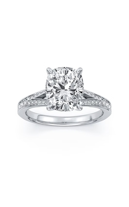Centurion 14k White Gold 3.07ct F VS2 100 Facets Elongated Cushion and .38ctw Round Lab Grown Diamond Split Shank Engagement Ring RG072688-ECU-H3C-WLG14-7