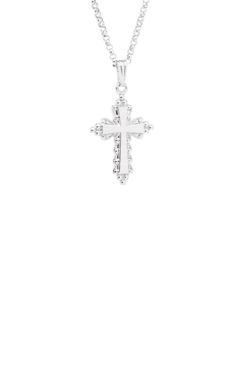 thumbnail image 2 of 925 Sterling Silver Double Cross Pendant Necklace With 2 CT Lab Diamonds | 18 Inch 2 of 3