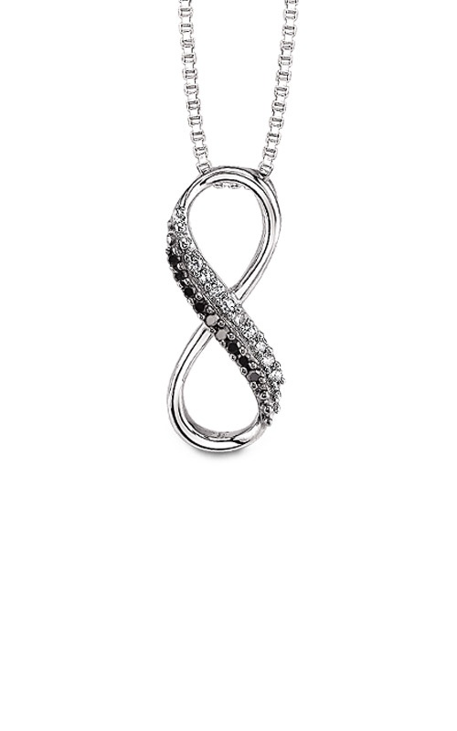 Albert's Sterling Silver .07ctw Black and White Diamond Necklace PE0593BK-09V