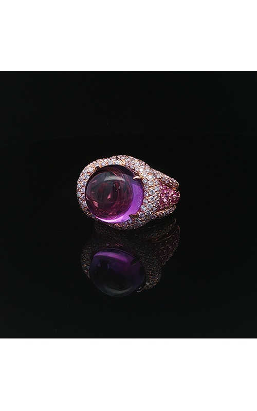Albert's Estate 18K Yellow Gold 3.88CT Amethyst 1.68CTW Round Pink Sapphire 2.06CTW Round Diamond Cocktail Ring EDRIN01319