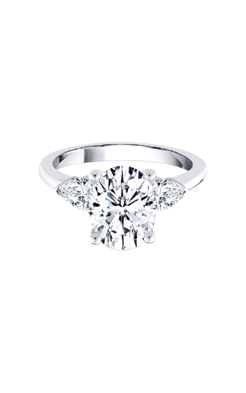 Albert's 14k White Gold 1ct Oval Center and .25ctw 2 Pear Shaped Side Stone Lab Grown Diamond Engagement Ring EVRT-3043XA34W4