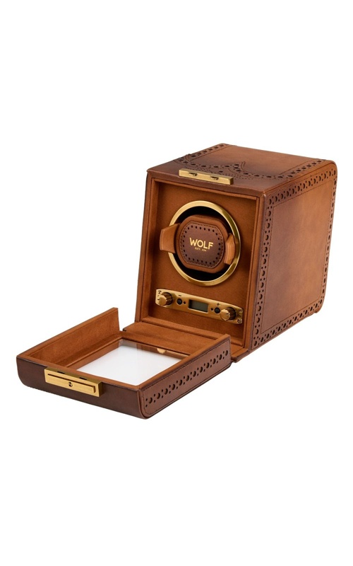 Wolf Brogue Single Watch Winder in Burnished Brown 440106