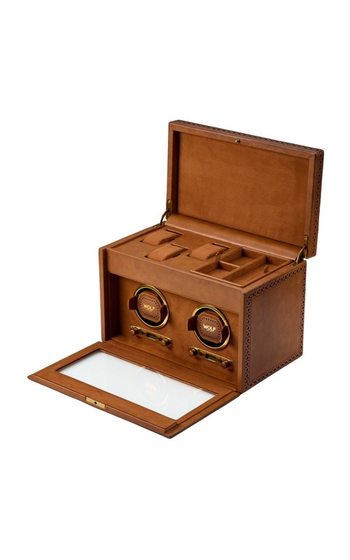 Wolf Brogue Double Winder With Storage in Burnished Brown 440206