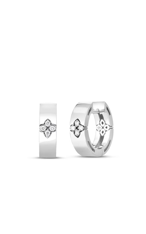 Roberto Coin Love in Verona 18k White Gold .03ctw Diamond Hoop Earrings 7773860AWERX