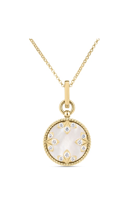 Roberto Coin Venetian Medallion 18k Yellow Gold 17'' 5.40ct Mother of Pearl and .29ct Diamond Necklace 8883146AY17XM